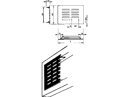 Afbeeldingen van Renson ventilatiestrip, 400 x 100 mm, inbouw, naturel, aluminium