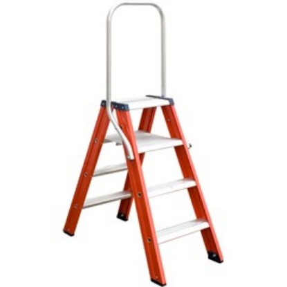 Afbeeldingen van Kelfort Trap MAGNUS 2x4 gecoat aluminium rood met beugel