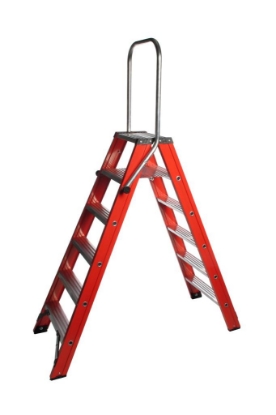 Afbeeldingen van Kelfort Trap MAGNUS 2x6 gecoat aluminium rood met beugel