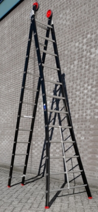 Afbeeldingen van Kelfort Reformladder MAGNUS 2x12 gecoat aluminium 2 delig zwart