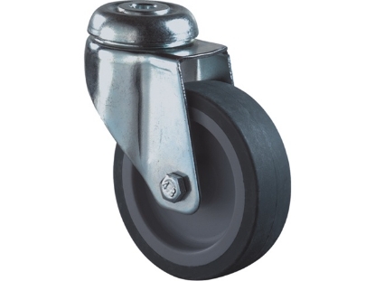 Afbeeldingen van Kelfort Zwenkwiel 75 mm met glijlager met boutgat grijs rubber gegalvaniseerd verzinkt