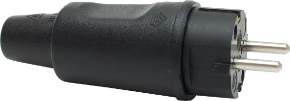 Afbeeldingen van Kelfort Stekker 16A. 250V. 2p+a zwart rubber
