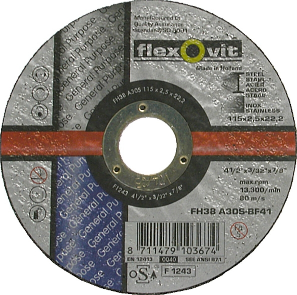 Afbeeldingen van Flexovit Doorslijpschijf Vlak General Purpose A30S  T41/80 125x2,5x22