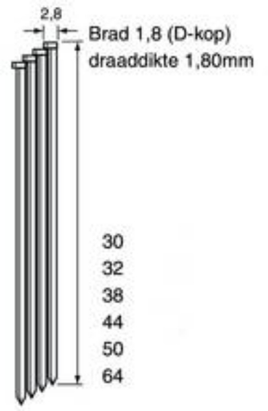 Afbeeldingen van Dutack Fasteners Brad D-kop DA18-44mm gegalvaniseerd