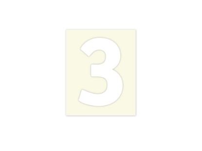 Afbeeldingen van Pickup cijfer 3 wit , 40 mm