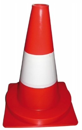 Afbeeldingen van Verkeerspilon oranje + reflec.  32cm