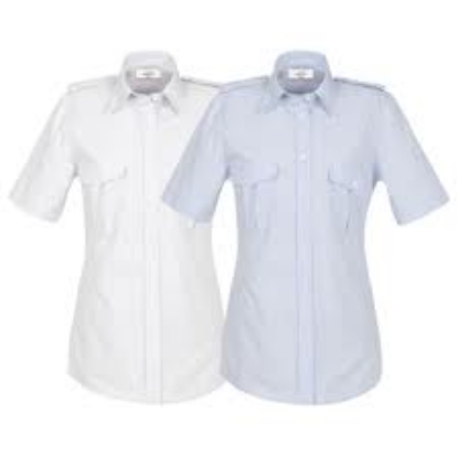 Afbeeldingen van Dames pilotenhemd korte mouw wit, 50