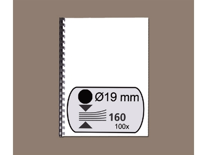 Afbeeldingen van GBC bindrug, 19 mm, a4, 21 rings, verpakking 100 stuks, 4028601, zwart