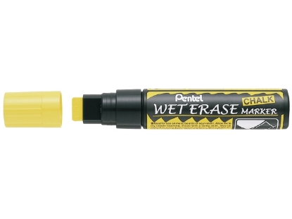 Afbeeldingen van Pentel krijtstift smw56, 4 - 12 mm, 12711, wet erase, blok, geel
