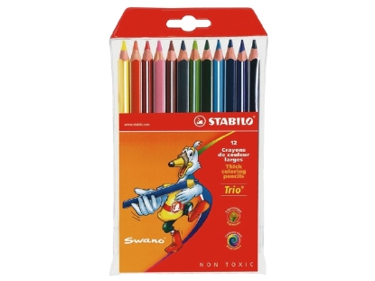 Afbeeldingen van Stabilo kleurpotlood trio, verpakking 12 stuks, 203/12-01, dik, assortiment