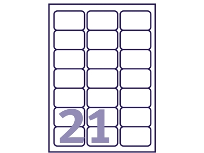 Afbeeldingen van Avery etiket, 63.5 x 38 mm, verpakking 2100 stuks, j8160-100