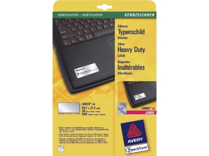 Afbeeldingen van Avery etiket, 45.7 x 21.2 mm, verpakking 960 stuks, l6009-20, zilver