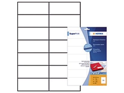 Afbeeldingen van Herma etiket, 105 x 42.3 mm, verpakking 350 stuks, a4, superprint, verwijderbaar, 5081, wit