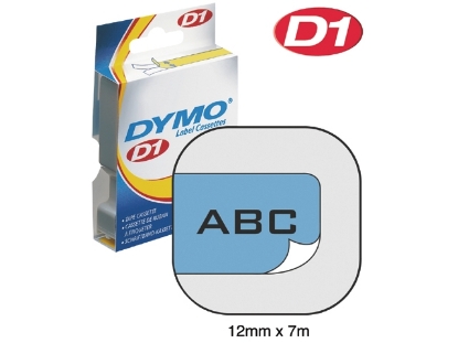 Afbeeldingen van Dymo labeltape d1, 12 mm x 7 meter, t.b.v. esselte 45016 en dymo 1000, s0720560, blauw/zwart