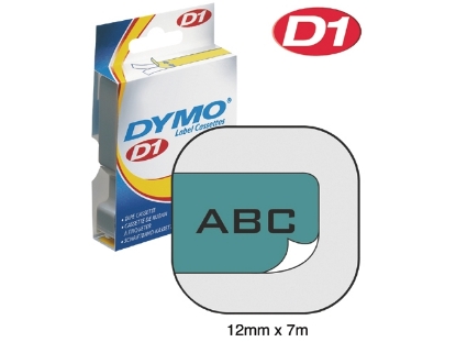 Afbeeldingen van Dymo labeltape d1, 12 mm x 7 meter, s0720590, groen/zwart