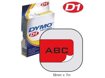 Afbeeldingen van Dymo labeltape d1, 19 mm x 7 meter, dymo 2000/5500, s0720870, rood/zwart