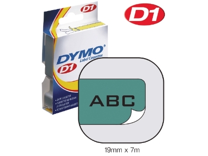 Afbeeldingen van Dymo labeltape d1, 19 mm x 7 meter, t.b.v. dymo 2000/5500, s0720890, groen/zwart