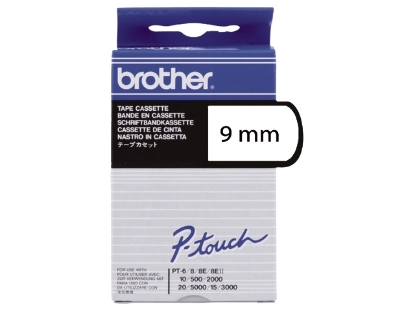 Afbeeldingen van Brother labeltape, 9 mm x 8 meter, tc-291, wit/zwart