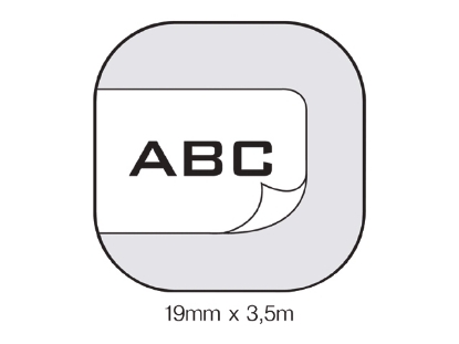 Afbeeldingen van Dymo labeltape rhino, 19 mm x 3.5 meter, 18489, wit/zwart