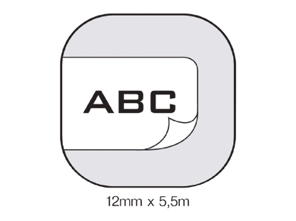 Afbeeldingen van Dymo labeltape rhino, 12 mm x 5.5 meter, 18483, wit/zwart