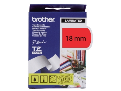 Afbeeldingen van Brother labeltape, 18 mm x 8 meter, tze-441, rood/zwart