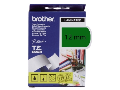 Afbeeldingen van Brother labeltape, 12 mm x 8 meter, tze-731, groen/zwart