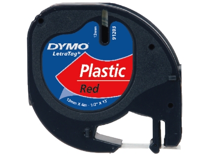 Afbeeldingen van Dymo labeltape letratag, 12 mm x 4 meter, s0721630, rood/zwart