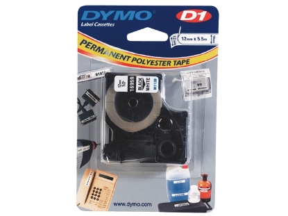 Afbeeldingen van Dymo labeltape d1, 12 mm x 5.5 meter, s0718060, wit/zwart