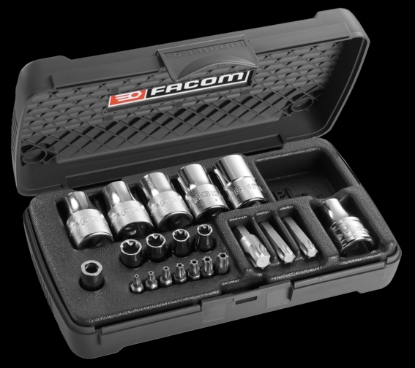 Afbeeldingen van Facom torx-doppen en bitset t10 t/m t40