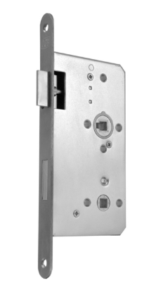 Afbeeldingen van Dom toiletslot, 60 mm, 72 x 8 mm, links/rechts, met glijschoot, zonder sluitplaat, rvs