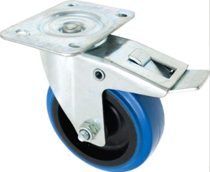 Afbeeldingen van Kelfort Zwenkwiel 100 mm plaat 104 x 80 mm met rem gegalvaniseerde verzinkte lager