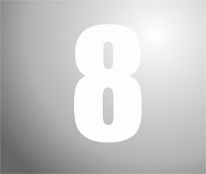 Afbeeldingen van Sticker, cijfer 8, wit, 40mm.