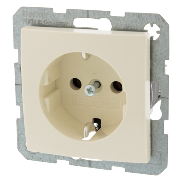 Afbeeldingen van Berker Contactdoos S1 inbouw 1 voudig met randaarde creme