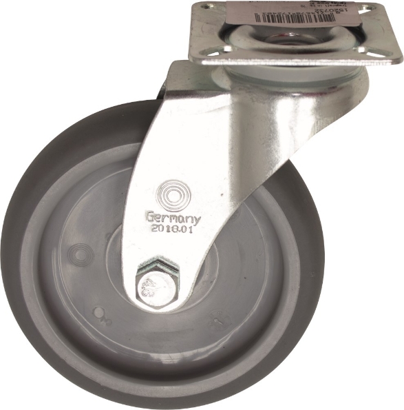 Afbeeldingen van Kelfort Zwenkwiel 100 mm met glijlager met bevestigingsplaat grijs rubber gegalvaniseerd verzinkt