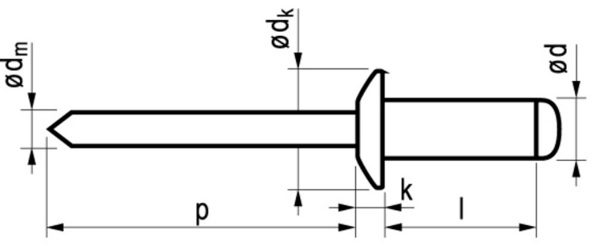 Afbeeldingen van Masterfix Blindklinknagel aluminium/staal open type/bolkop MFX 1031 4.0 x 6 mm