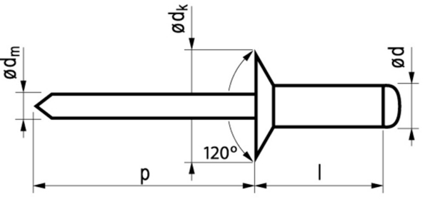 Afbeeldingen van Masterfix Blindklinknagel aluminium/staal open type/verzonken kop MFX 1034 4.8 x 14mm