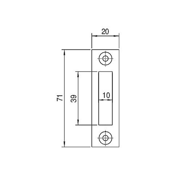Afbeeldingen van Nemef Sluitplaat P1256 t.b.v. kastslot vlak rechte hoek rvs