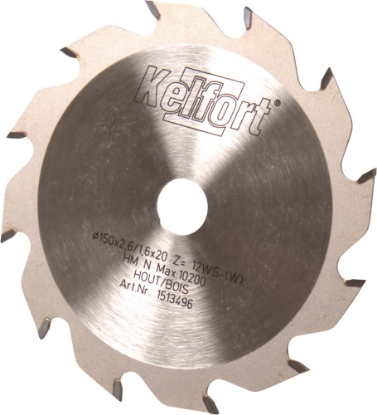 Afbeeldingen van Kelfort Cirkelzaagblad hard metaal, 150 x 2.5 mm, asgat 20 mm, 12 tanden, ws