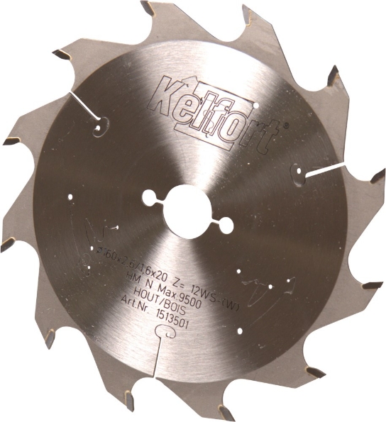 Afbeeldingen van Kelfort Cirkelzaagblad hard metaal, 160 x 2.2 mm, asgat 20 mm, 12 tanden, ws