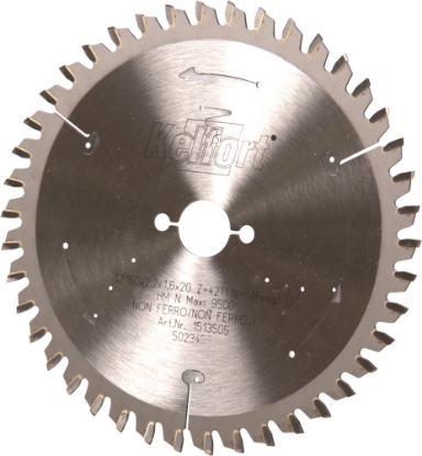 Afbeeldingen van Kelfort Cirkelzaagblad hard metaal, 160 x 2.2 mm, asgat 20 mm, 42 tanden, tfn-tf