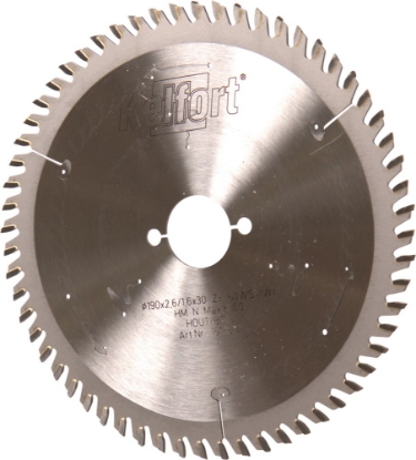 Afbeeldingen van Kelfort Cirkelzaagblad hard metaal, 190 x 2.6 mm, asgat 30 mm, 60 tanden, ws-w