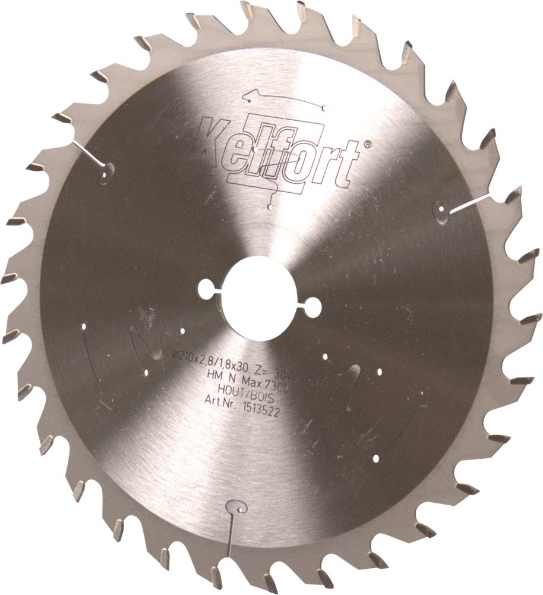 Afbeeldingen van Kelfort Cirkelzaagblad hard metaal, 210 x 2.8 mm, asgat 30 mm, 30 tanden, ws-w