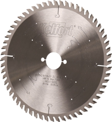Afbeeldingen van Kelfort Cirkelzaagblad hard metaal, 210 x 2.8 mm, asgat 30 mm, 60 tanden, ws-w