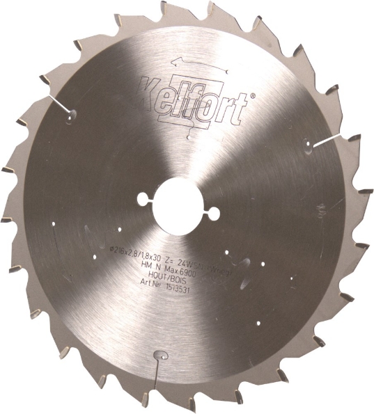 Afbeeldingen van Kelfort Cirkelzaagblad hard metaal, 216 x 2.8 mm, asgat 30 mm, 24 tanden, wsn-wneg