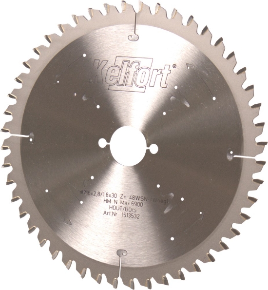 Afbeeldingen van Kelfort Cirkelzaagblad hard metaal, 216 x 2.8 mm, asgat 30 mm, 48 tanden, wsn-wneg