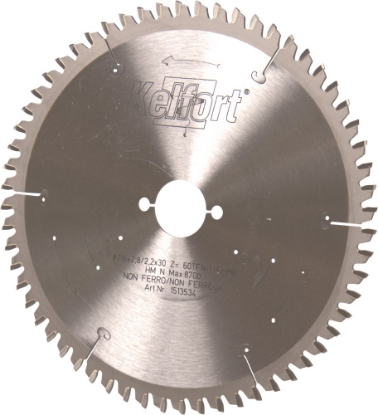 Afbeeldingen van Kelfort Cirkelzaagblad hard metaal, 216 x 2.8 mm, asgat 30 mm, 60 tanden, tfn-tfneg