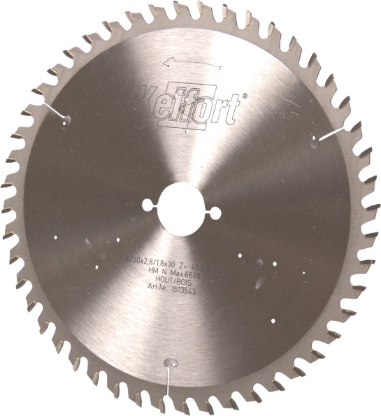 Afbeeldingen van Kelfort Cirkelzaagblad hard metaal, 230 x 2.8 mm, asgat 30 mm, 48 tanden, ws-w