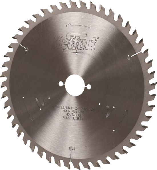 Afbeeldingen van Kelfort Cirkelzaagblad hard metaal, 235 x 2.8 mm, asgat 30 mm, 48 tanden, ws-w