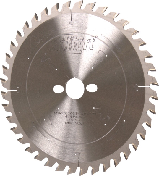 Afbeeldingen van Kelfort Cirkelzaagblad hard metaal, 250 x 3.2 mm, asgat 30 mm, 40 tanden, ws-uw