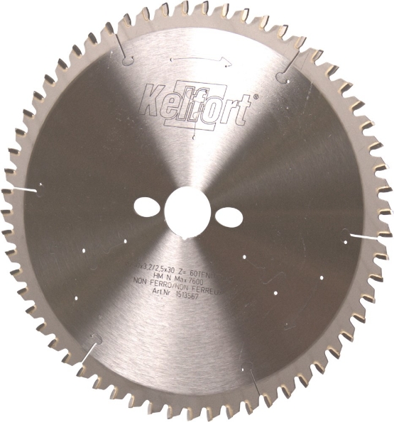 Afbeeldingen van Kelfort Cirkelzaagblad hard metaal, 250 x 3.2 mm, asgat 30 mm, 60 tanden, tfn